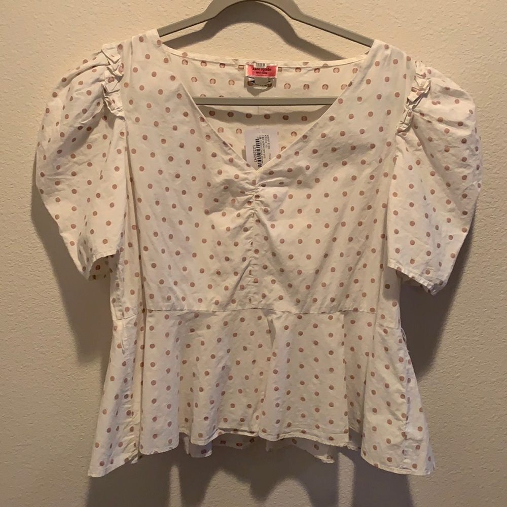 Kate Spade Dot Cotton Drape Blouse. Size 10.